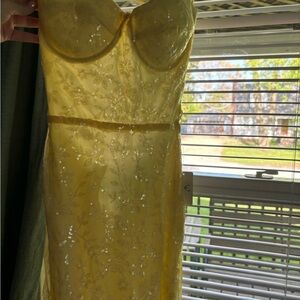 Elegant Yellow Sequin Dress